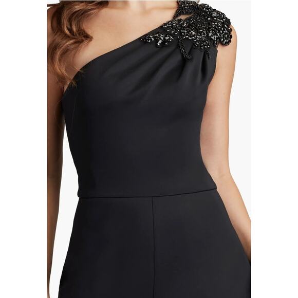 SHO by Tadashi Shoji Beaded Appliqué One-Shoulder Jumpsuit Size XL NWT - Picture 3 of 16